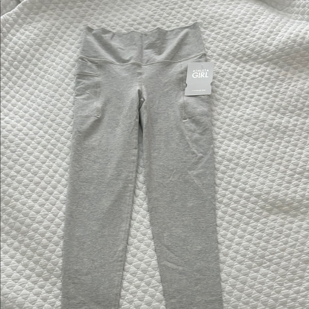 Athleta Gray Leggings with Tapered Fit and Elastic Waistband
